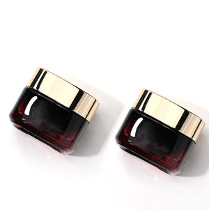 Petits pots en verre de crème de couleur ambre carré vide brun foncé de luxe de 50ml pot cosmétique en verre avec le chapeau d'or - Product Image 3