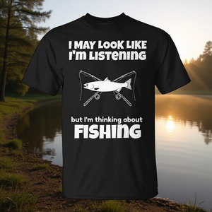 Puedo parecer que estoy escuchando, pero me estoy pensando en la pesca - Camiseta - Product Image 3