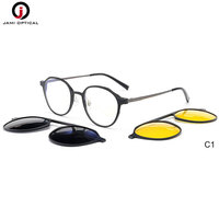 Lunettes de Soleil Jaunes Tendance Vision Nocturne Monture Métal UV400 Polarisées à Clipser