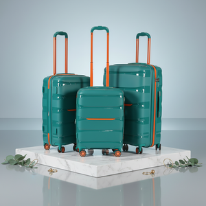 Ensemble de bagages rigides en PP personnalisés de haute qualité, unisexe, légers, grande capacité, valise de voyage à roulettes avec serrure TSA - Product Image 1