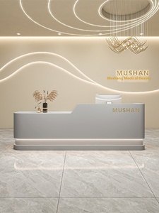 مكتب استقبال حديث بسيط من الخشب الصلب لمستشفى الأسنان وصالونات التجميل بتصميم مربع للاستخدام التجاري. - Product Image 4