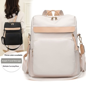 <span class=keywords><strong>Sac</strong></span> à dos en nylon avec fermeture éclair pour <span class=keywords><strong>femme</strong></span>, style simplicité urbaine, avec surpiqûres contrastées pour un look plus épuré - Product Image 2