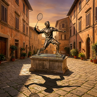 Figurine de joueur de badminton en bronze dynamique – Sculpture moulée à la cire perdue avec raquette, thème mode et lettres, décoration de jardin