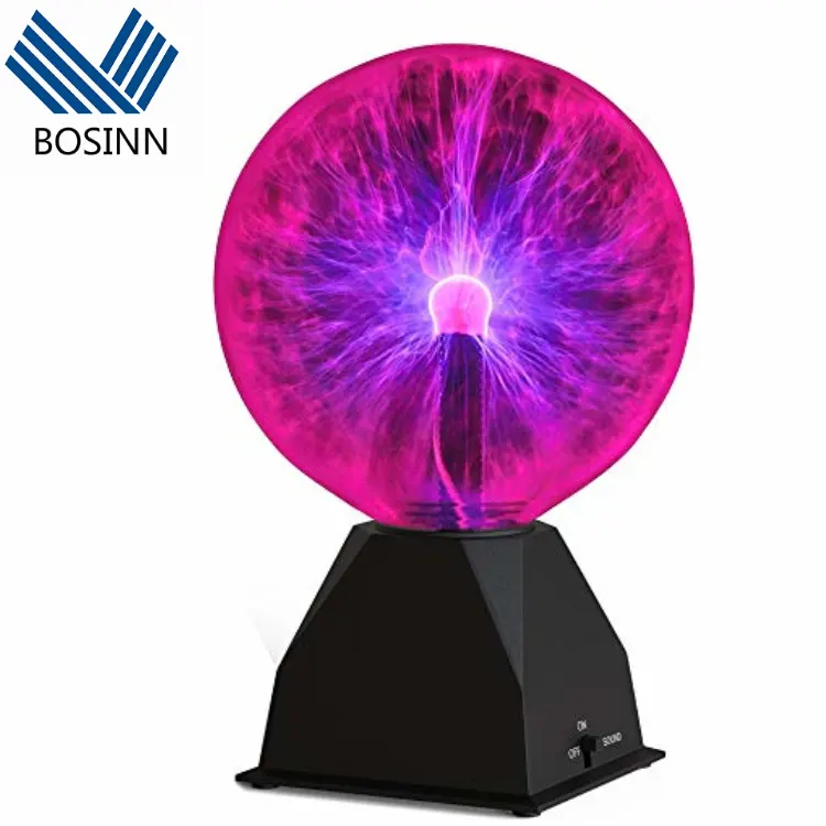 Plasma Bóng Đèn Lớn Điện Globe Ánh Sáng Tĩnh Cảm Ứng Sét Nhạy Cảm 8 Inch Glass Sphere Plasma Lights