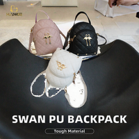 Meistverkaufter Mädchen- und Damen-Freizeitrucksack mit Schwanenanhänger Sommerkleid Doppeltes PU-Leder Polyester-Futter Wasserabweisend Reißverschluss Weich