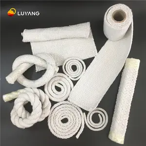 Ceramic Cloth LUYANGWOOL Glass Fiber Or Stainless Steel Reinforced Aluminium Silicate Fiber / Ceramic Fiber Cloth Yarn Tape Rope