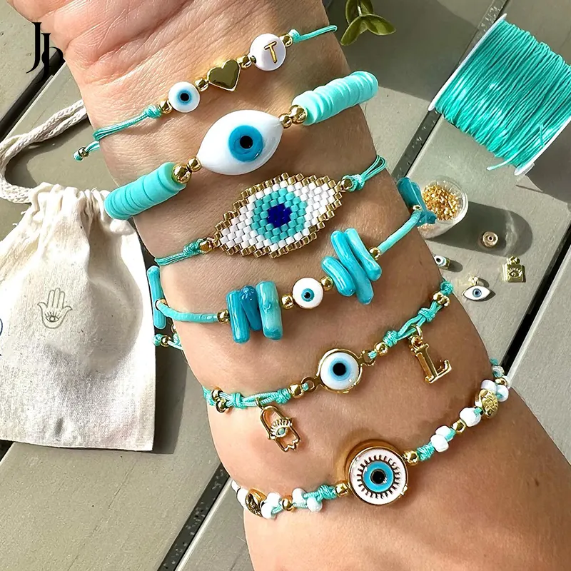 JOJO Fashion benutzer definierte böse Blick Armband Großhandel personal isierte handgemachte Insta Stil bösen Blick Schmuck Set