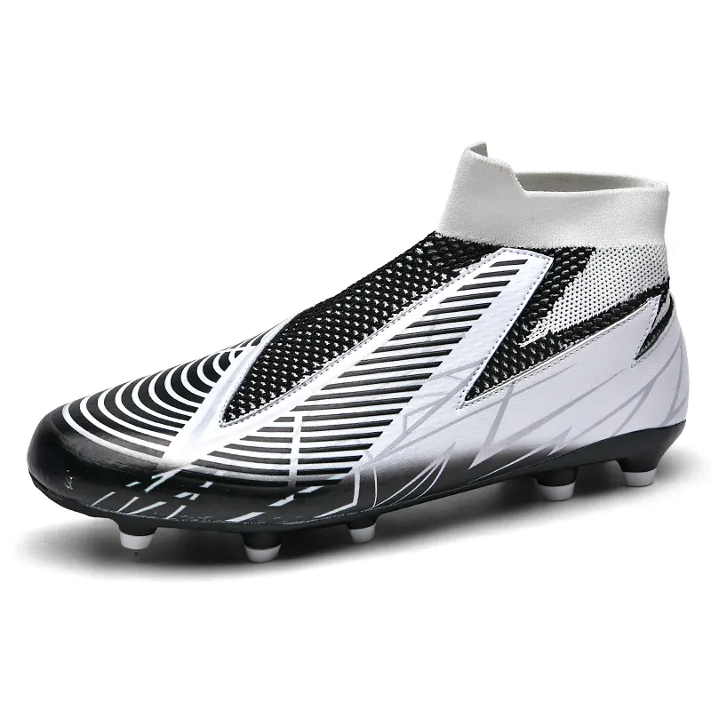 Wholesale high-quality football shoes men's AG spikes high-top students artificial turf competition sports training foot shoes