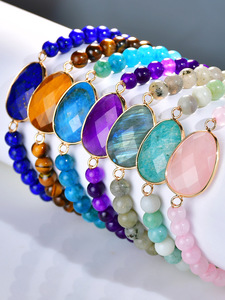 สร้อยข้อมือหินธรรมชาติหลายเหลี่ยมทรงเพชรสำหรับผู้หญิง ปรับขนาดได้ สร้อยข้อมือคริสตัลหรูหรา สไตล์หรูหรา ขายส่ง - Product Image 2