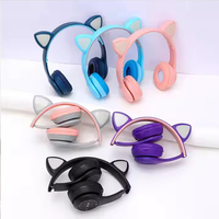 Casque sans fil P47M en gros, casque mignon en forme de chat, écouteurs audio stéréo, casque de jeu sportif avec micro, lumières LED, écouteurs pour filles