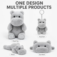 Porte-clés en peluche hippopotame personnalisé, fabrication directe d'usine, OEM ODM pour marques privées et commandes en gros