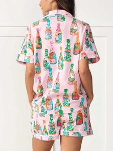 Pijama de 2 piezas con estampado de moda para <span class=keywords><strong>mujer</strong></span>, conjunto de dos piezas de manga corta, pijama con estampado de <span class=keywords><strong>mono</strong></span> de conejo y lima para <span class=keywords><strong>mujer</strong></span> - Product Image 2