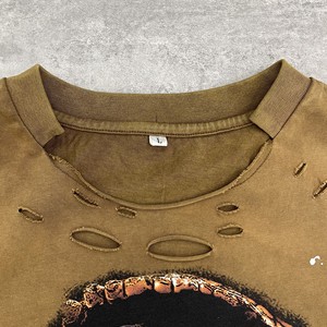 T-shirt Oversize Personalizzata 100% Cotone con Stampa DTG, Collo e Polsini Tagliati a Vivo, Effetto Schizzi e Sbiadito al Sole, Stile Distressed - Product Image 3