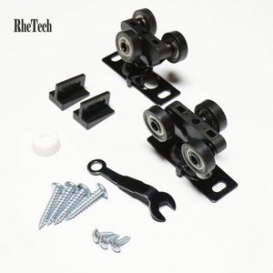 Système de rail coulissant pour porte à poche en acier à 3 roues RHETECH, design moderne, kits de porte coulissante suspendue pour armoire - Product Image 6