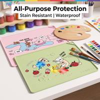 Tapis de table pour enfants en silicone de qualité alimentaire, imperméable, résistant à la chaleur, antidérapant, dessin animé, tapis de peinture avec logo personnalisé