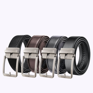 Ceinture en cuir pleine fleur prête à être expédiée pour hommes, idéale pour le <span class=keywords><strong>bureau</strong></span>, cadeaux d'entreprise, boucle automatique souple, articles en gros, lots en vrac - Product Image 2