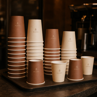 Gobelets en papier à double paroi personnalisés, écologiques, biodégradables, recyclables, avec couvercles, logo estampé or, Morandi, pour café chaud