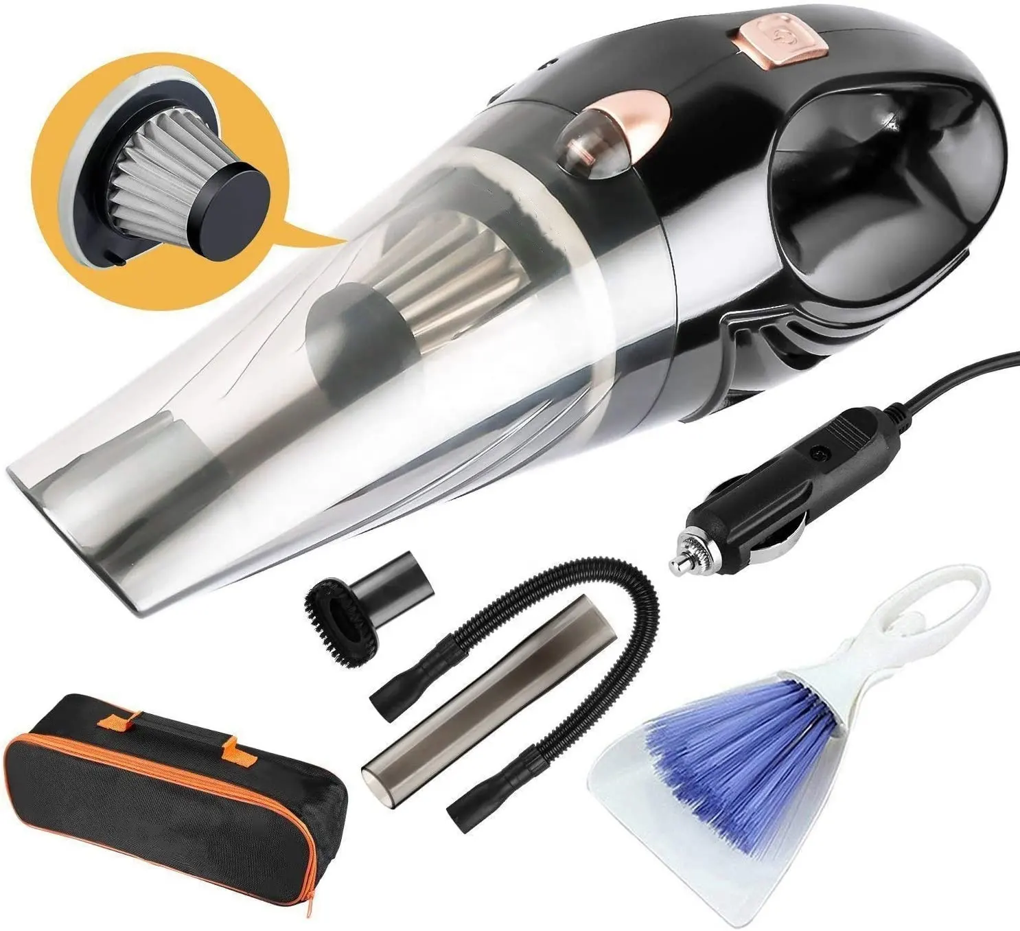 Car Vacuum 12V 106W Car Vacuum Cleaner 4500PA Much Stronger Suction Potable Handheld Auto Vacuum Cleaner with