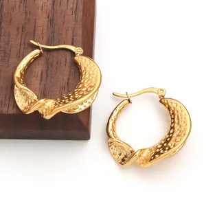 2024 Fashion Stainless Steel Jewelry Hoop Earrings for Women Gold Plated Walnut Medieval Dancer Gypsy Huggies Free Shipping