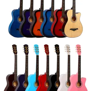 Venta al por mayor instrumentos musicales baratos tilo alta calidad niños 38 pulgadas principiante guitarra acústica