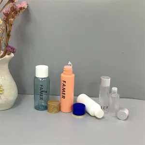 Botol Sampel Toner Frosted, Set Kosmetik Perjalanan 15Ml 20Ml 30Ml Botol Toner Datar Tutup Sekrup Colokan Dalam Botol Plastik Gel