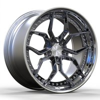 Nuevas llantas de aleación de aluminio forjado 6061 T6 Geruida Gloss Black Polished Lip Multi Spoke, prensadas a 12000T, con certificación TUV/JWL/VIA S4-00004, de 18 a 24 pulgadas.