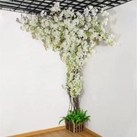 Nouvel Arbre Artificiel en Plastique à Fleurs de Cerisier et Vigne de Glycine, Grande Plante Verte pour Décoration Intérieure/Extérieure de Mariage et Anniversaire