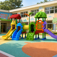 Structure de jeu extérieure combinée avec toboggan, pont d'escalade et glissoire pour maternelle, usage extérieur sur campus, qualité commerciale