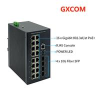 Switch Jaringan Industri 16-Port Full Gigabit L2 L3 Managed QoS SNMP, Pemasangan Din-rail, 4 X 10Gb SFP+ Ethernet Switch