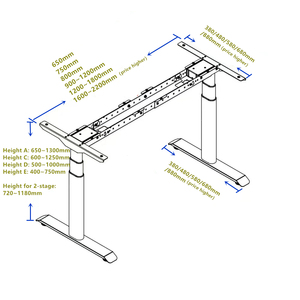 Ergonomic động cơ kép Chiều cao có thể điều chỉnh khung bàn bán buôn 3-giai đoạn hình chữ nhật nâng cột điện bảng cơ sở - Product Image 4