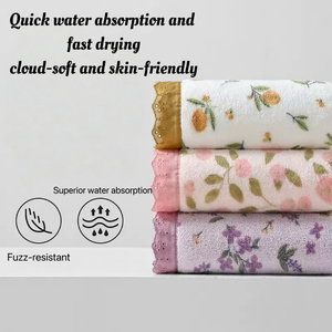 2025 asciugamano in pile di corallo di nuovo stile <span class=keywords><strong>con</strong></span> asciugamano in <span class=keywords><strong>pizzo</strong></span> ad assorbimento d'acqua Super resistente per il lavaggio del viso e il bagno - Product Image 6