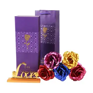 Noctilucent Plaqué Or Roses Artificielles Décoratives Oeillet Déjoué 24k Éternelle Pour Toujours Fleurs Saint Valentin Cadeau Présent