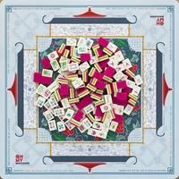Ensemble de Mahjong américain standard NMJL - 160 tuiles acryliques vertes à 4 couches avec tapis à motifs floraux et d'animaux - Taille professionnelle 32 mm