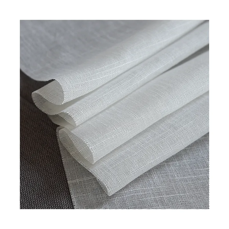 Polyester Pure White home decor sheer fabric anti static sheer gauze fabric for window curtain air permeability sheer fabric