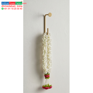 Artificial <b>White</b> Floral Garland with Decorative Pink Flowers Pearl <b>Hanging</b> Mala for Wedding Festival Temple Decoration - Product Image 5