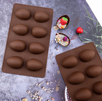 Nouveau moule à gâteau créatif en forme d'œuf, 8 cavités, en silicone alimentaire, pour la pâtisserie, vente en gros