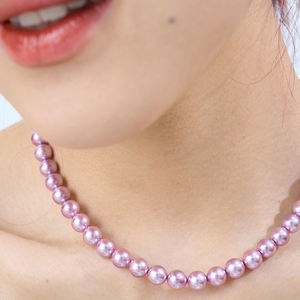 פנינים עגולות יפות טבעיות יפות בעבודת יד מתנה שרשרת פנינים טהורה - Product Image 3