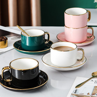 8 tasses à café pour thé, ensemble de 3 pièces de 250ml, tasse à café en céramique plaquée or