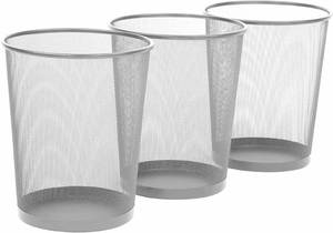 Metal Wire Mesh Waste Basket Garbage <b>Bin</b> Trash Can <b>Bedroom</b> Paper Basket for Office Home Customized Logo Opp Bag Welding Round - Product Image 4