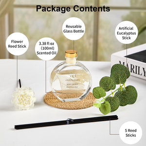 100ml Glass Bottle <strong>Reed</strong> <strong>Diffuser</strong> <strong>Set</strong> Artificial Eucalyptus Flower Rattan Sticks Home Office Aroma Decor <strong>Gift</strong> - Product Image 4