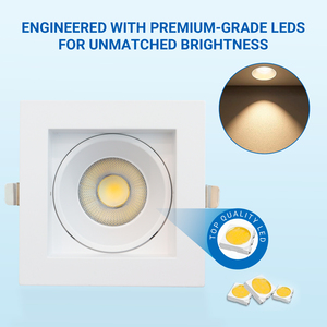 Plafonnier anti-éblouissement 4'' 15W carré ou rond encastré ou sans encastrement, éclairage LED avec certificat ETL - Product Image 2
