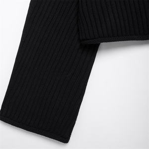 TAOP & ZA vêtements pour femmes 2024 automne nouveau <span class=keywords><strong>noir</strong></span> polyvalent mode côtelé à manches longues <span class=keywords><strong>col</strong></span> <span class=keywords><strong>bateau</strong></span> <span class=keywords><strong>pull</strong></span> court 6771141 - Product Image 5