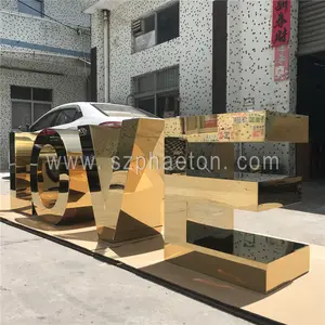 Stainless Steel Mirror Gold LOVE letter / number table, wedding table for party decorations