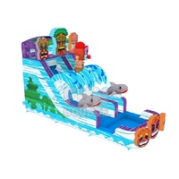 Toboggan gonflable Tiki Tovi's de 16 pieds à une voie avec zone de refoulement (PA NJ) en PVC, installation facile