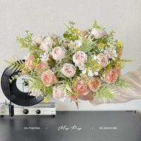 Bouquet de mariée artificiel réaliste fait main pour la décoration de toile de fond de mariage et de mur floral
