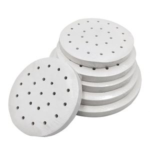 Papel de Vapor de Bambú Redondo Antiadherente, Resistente al Calor, de Silicona Perforada de Grado Alimenticio para Cocinar Dim Sum - Product Image 2