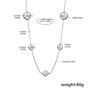 Hainon Rvs Ketting Lange Gelaagde Schelp Parel Trui Ketting Hanger - Product Image 4