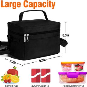 <b>Lunch</b> Bag <b>Insulated</b> Reusable <b>Lunch</b> <b>Box</b> Leakproof Cooler Tote Bag Freezable with Adjustable Shoulder Strap - Product Image 2