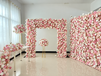 Décoration de fond de scène de mariage personnalisée, arche florale artificielle en soie de 8 pieds, panneaux muraux de fleurs artificielles