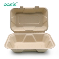 Boîte à lunch jetable bio écologique en bagasse Boîtes alimentaires chauffantes biodégradables au micro-ondes Emballage vert pour votre table